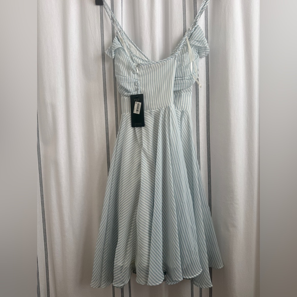 Guess chiffon light blue striped dress - Picture 2 of 9